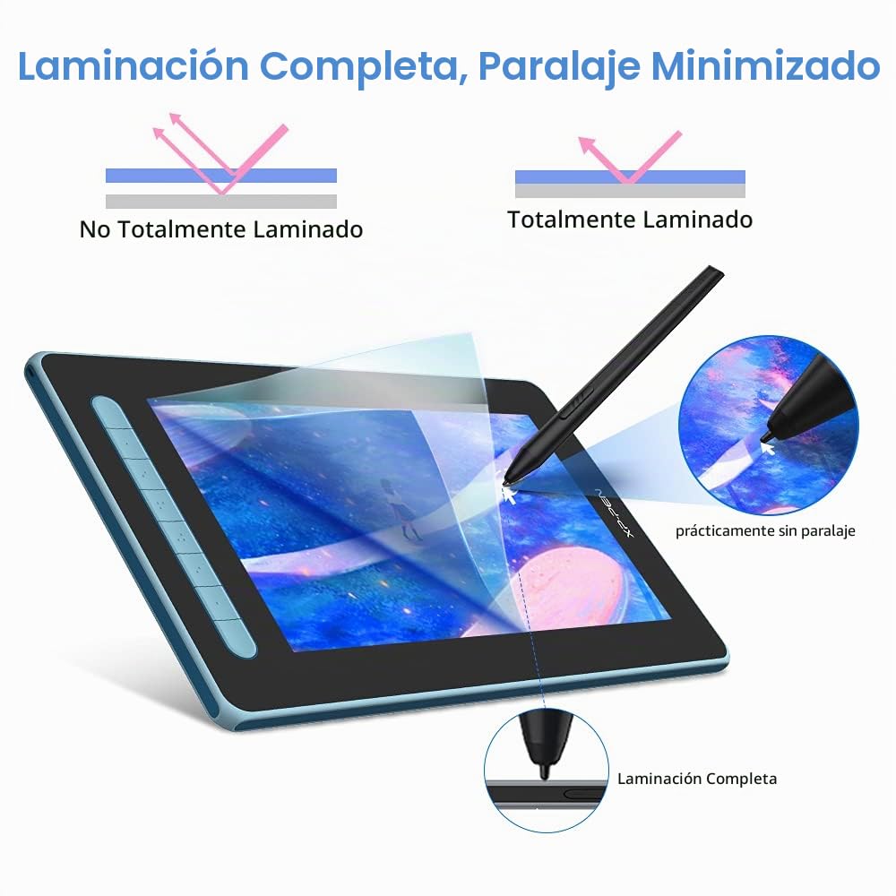 XP-Pen Artist 12-2.ª generación Tableta Gráfica con Pantalla Completamente Laminada de 127% sRGB, Tableta Dibujo con Lápiz, Compatible con Windows, Mac OS X, Chrome OS, Linux, Android, Azul