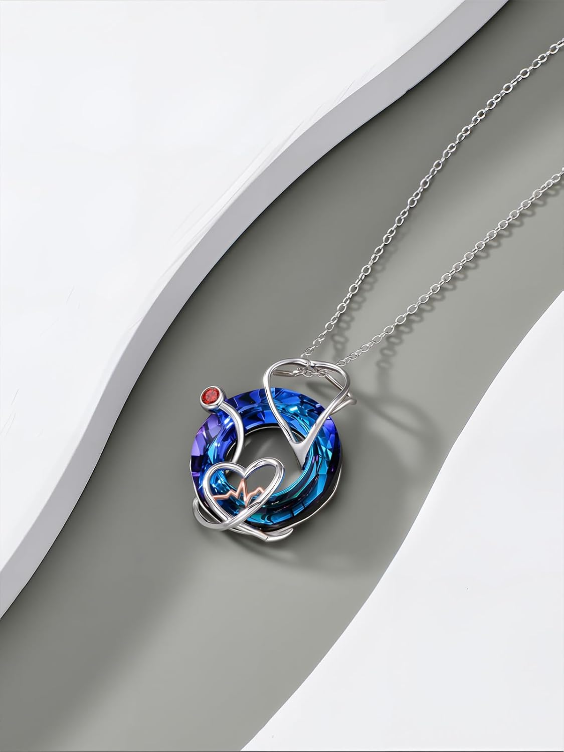 Veterinarian/Nurse Gifts Stethoscope Necklace 925 Sterling Silver Nurse Necklace Graduation Nursing Jewelry Gift for Women - Image 3