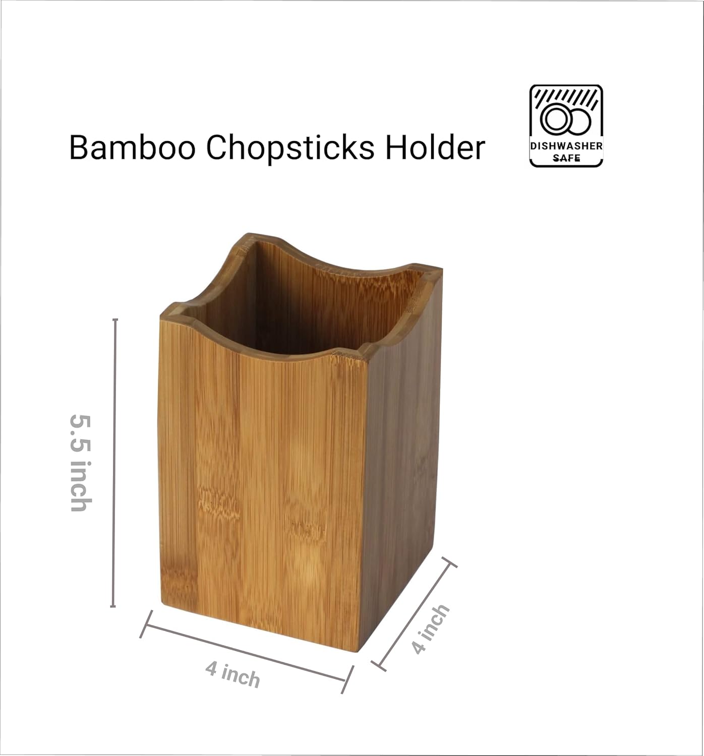 JapanBargain, 2-Pack Bamboo Cooking Spatula Utensil Holders, Counter Top Organizer for Chopsticks Flatware, Cooking Tools, Spoons, 4x4x5.5 inch