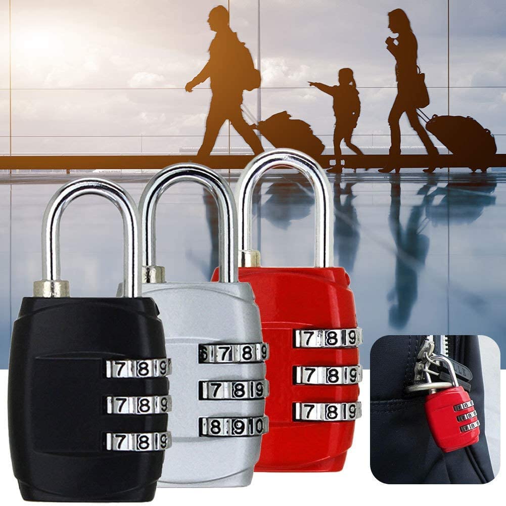Lucchetto a combinazione con codice ripristinabile Valigia Bagaglio Palestra Bagaglio Viaggio 3 Dial Viaggio Semplice Combinazione Password Porta for Bagagli(Parent,Pink)