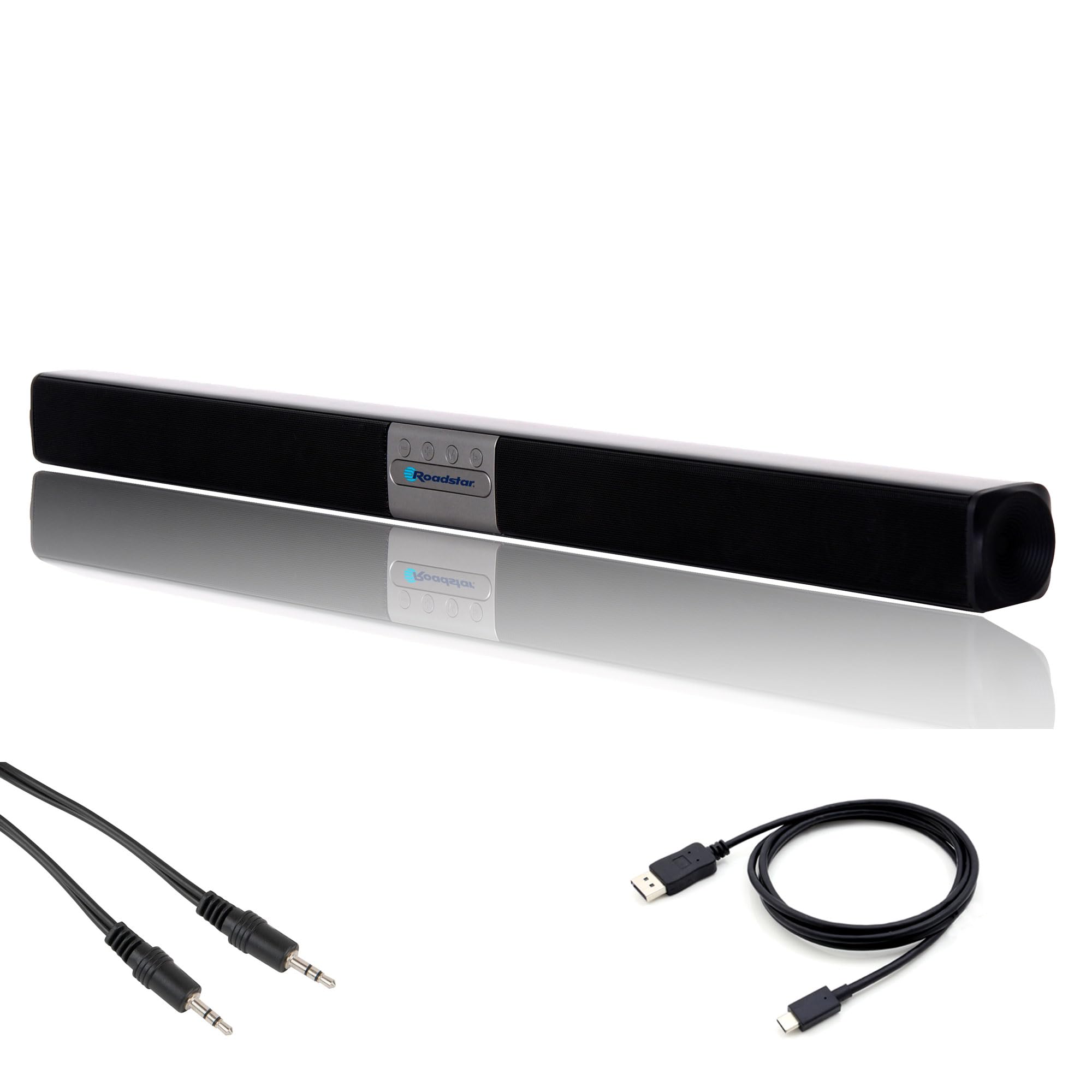 Roadstar Barra de Sonido TV Bluetooth Soundbar HI FI para Televisor o Pc, Altavoces Estéreo 72W, Reproducción RCA, AUX y USB, Inalámbrica, Batería Recargable 2200 mAh, SB820BT