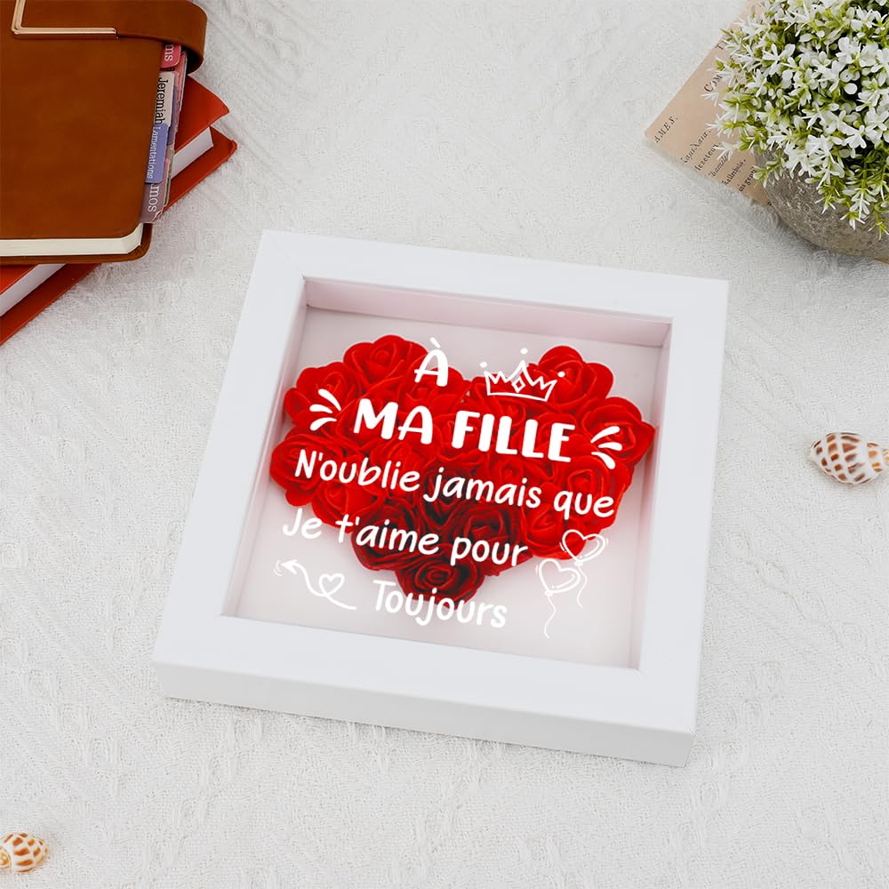 Cadeau pour Ma Fille Cadre Profond Cadre Photo 3D Cadeaux Anniversaire Cadeau Amoureux Cadeaux Ma Fille d'amour Noel Saint Valentin