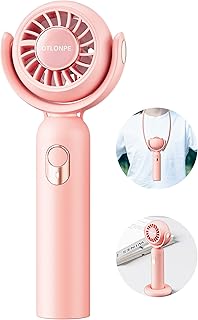 Handheld Fan, Mini Portable Fan[Hand Desk Neck 3 IN 1], Turbo Hand Held Fan 130°Rotatable Rechargeable Personal Fan, Small Hand Fan with 3 Speeds/Base/Lanyard for Travel Outdoor Home Office