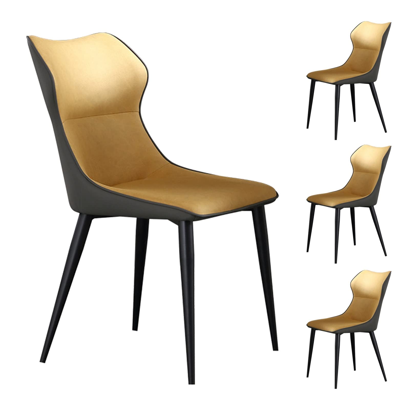 SJIALEN Dining Chairs Set of 4, Technology Cloth Upholstered Side Chair Carbon Steel Backrest Chair Hotel Balcony Leisure Chairs Kitchen Chair (Color : Yellow, Size : 47x47x84cm)