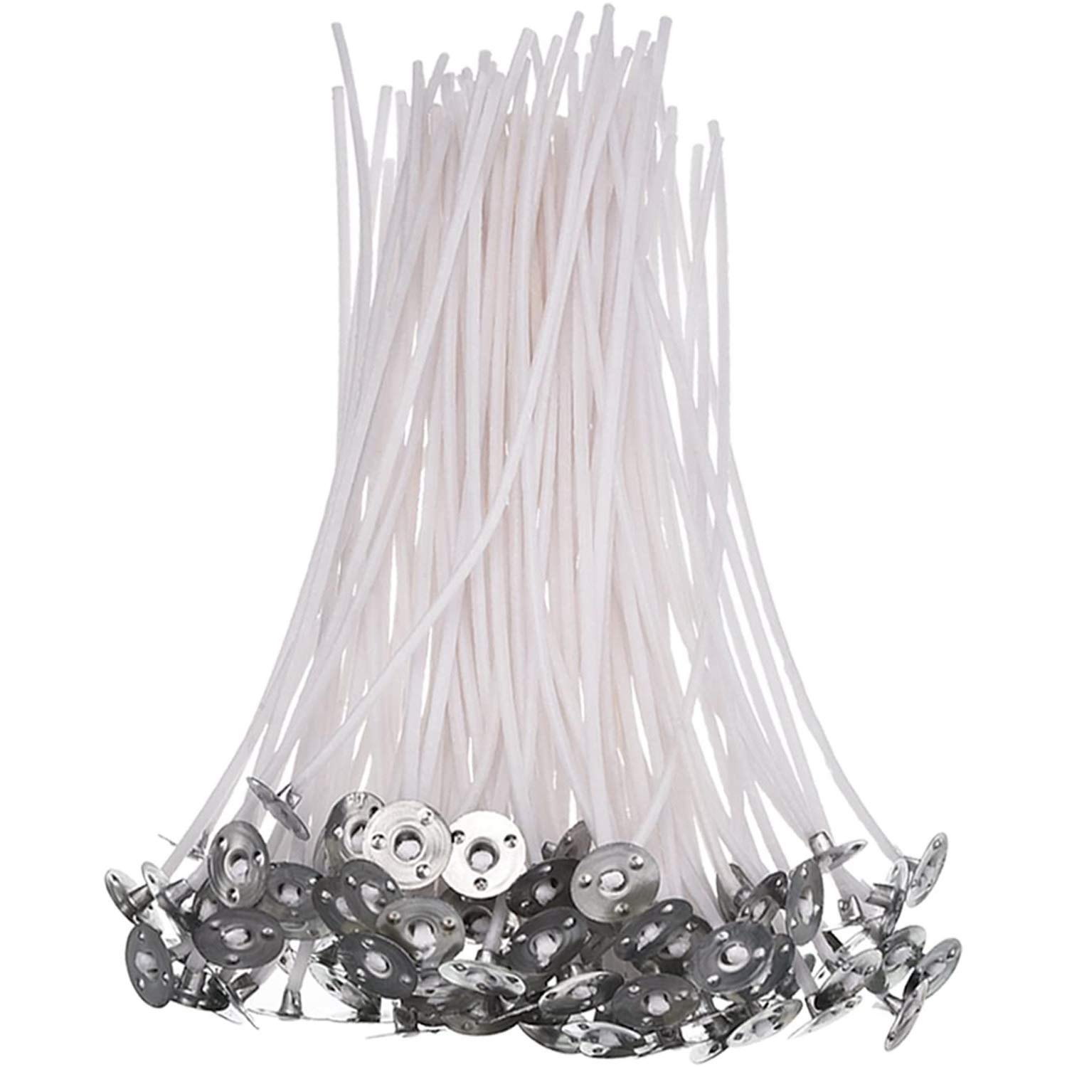 Pofet 15Cm 100Pcs Pre-Waxed Candle Wicks, Natural Waxed Wicks For Candle Making Diy