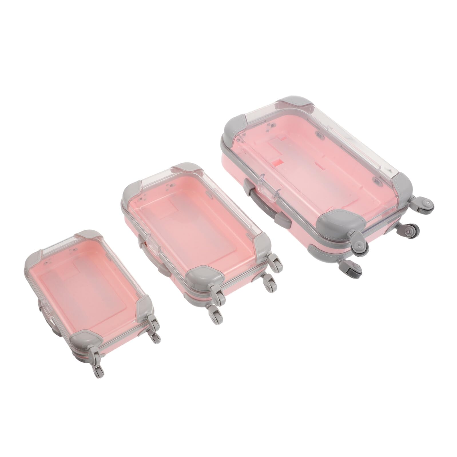 Étuis extensions de cils mini ABS rose : lot de 3 boîtes compactes à roulettes voyage - 8