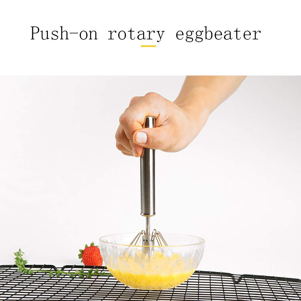 Frullino Per Uova Manuale In Acciaio Inox - Semiautomatico, A Pressione, Per Cucina, Facile Da Pulire - Foto 2