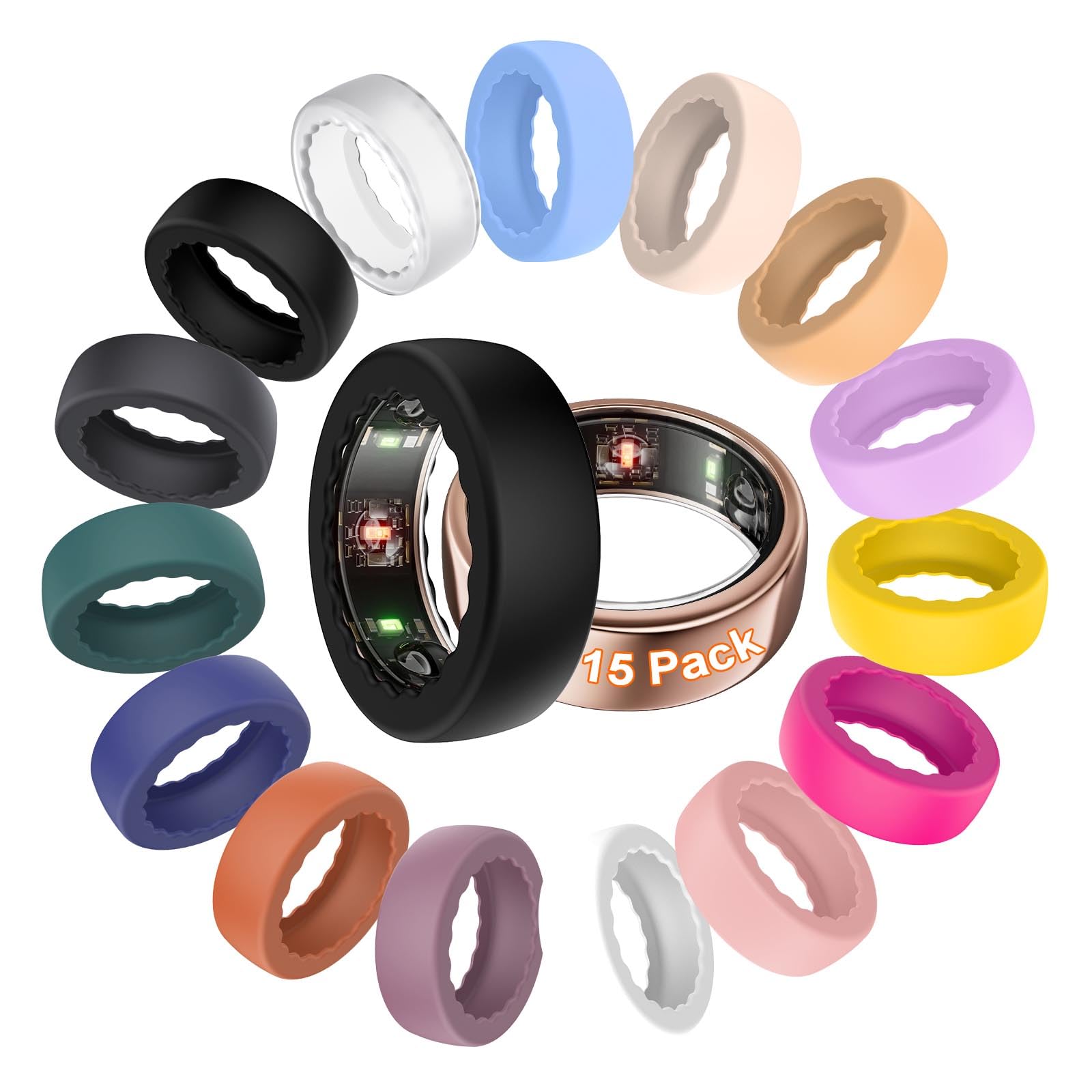 Ring Cover Compatible with Oura Ring Gen 4 /Gen 3/ Samsung Galaxy/RingConn/ULTRAHUMAN, Anti-Scratch Elastic Silicone Case Protector for Men Women Working Out Gym-image-6
