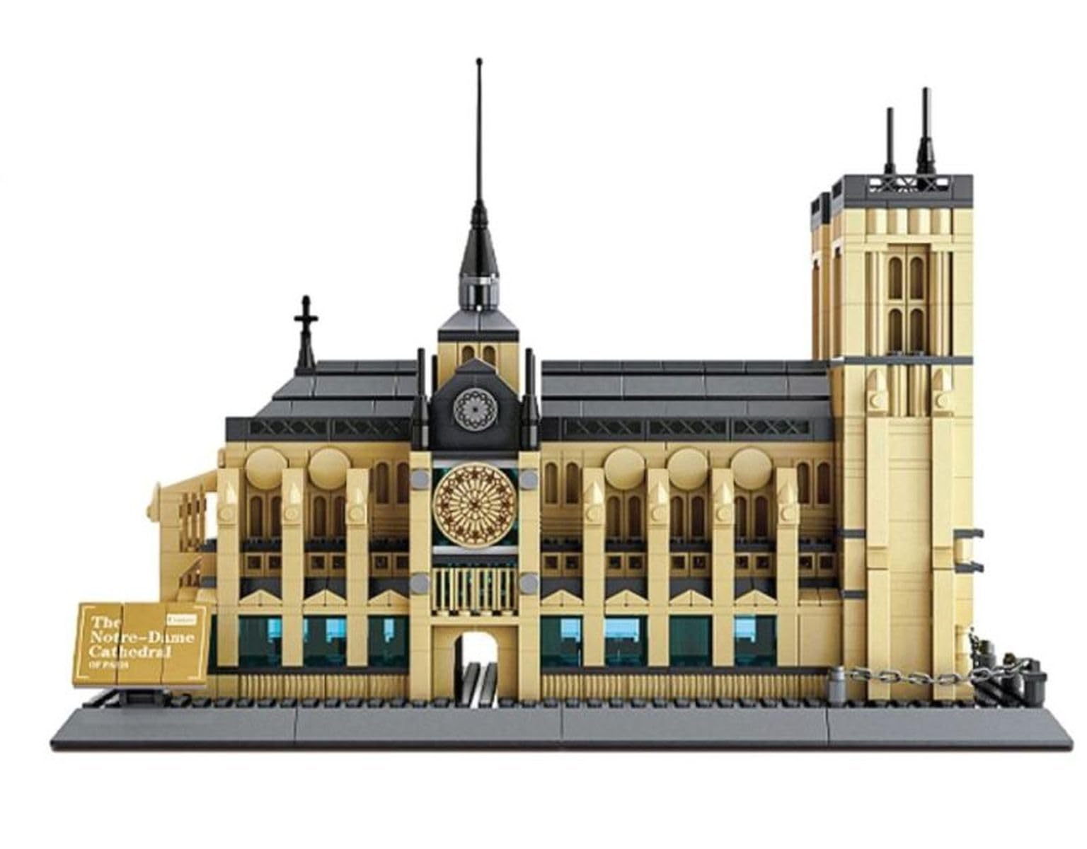 WANGE Architecture model to build with building blocks. Paris Cathedral, Notre Dame, Notre Dame Cathedral, 36.5 x 31.5 x 17.5 cm