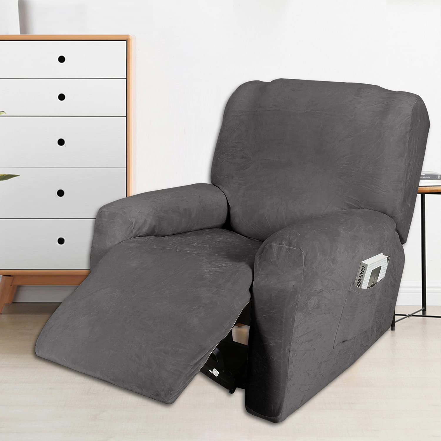 ele ELEOPTION Sesselschoner für Relaxsessel, Samt Relaxsesselbezug Stretchhusse, Abnehmbar und Waschbar rutschfest Sesselschoner Sesselbezug für Fernsehsessel