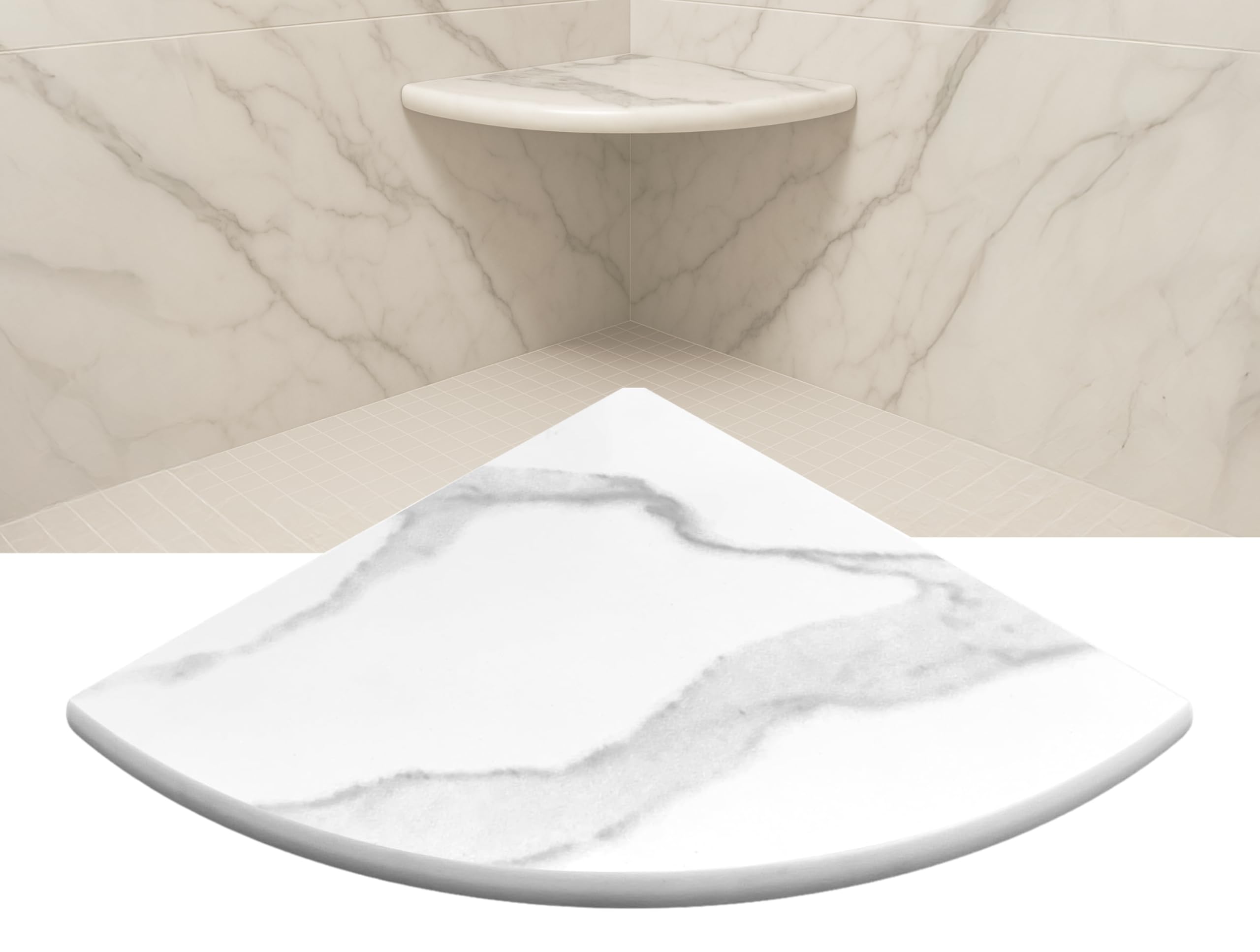 Threshold Shop 18 Inch Calacatta Engineered Marble Corner Shower Shelf Bathroom Caddy Wall Mounted Shower Shelf Classic Flatback