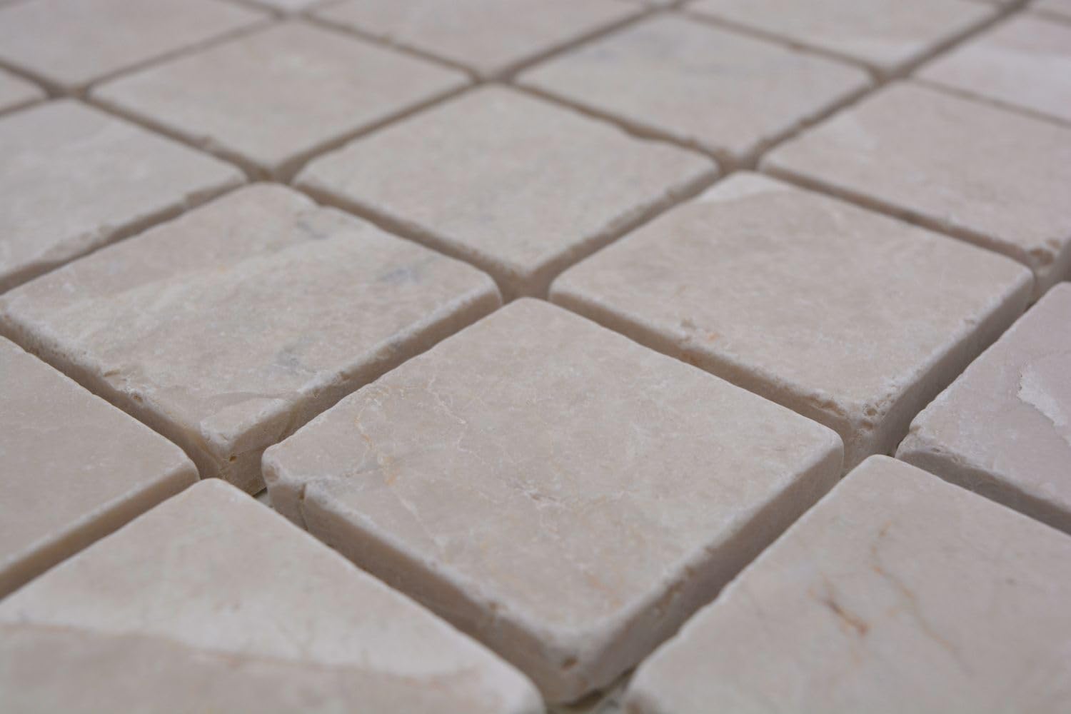 Mosaico In Marmo Botticino Bianco Anticato - Piastrelle 15x15mm Per Bagno, Cucina, Pavimenti E Pareti