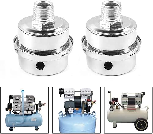 Miniatura 3 de Paquete de 2 filtros silenciadores de compresor de aire, filtro de admisión de compresor de aire de metal, silenciador de sonido para compresor de