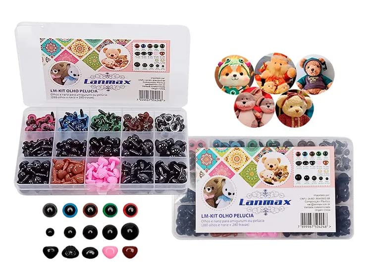 Kit Olho E Nariz Para Pelucia E Amigurumi Colorido 280 Peças