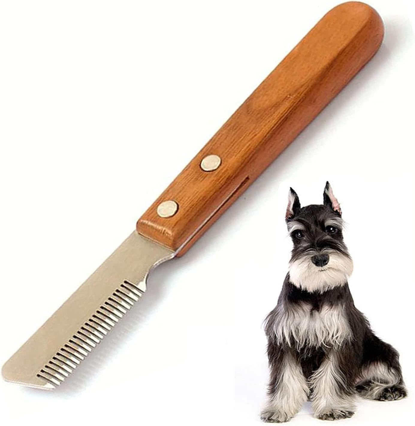 Dog Professional Stripping Knife,Stripping Knives Tool For Dogs Hand Knife Border Terrier Pet Grooming Ergonomic Wooden Handle (Right)