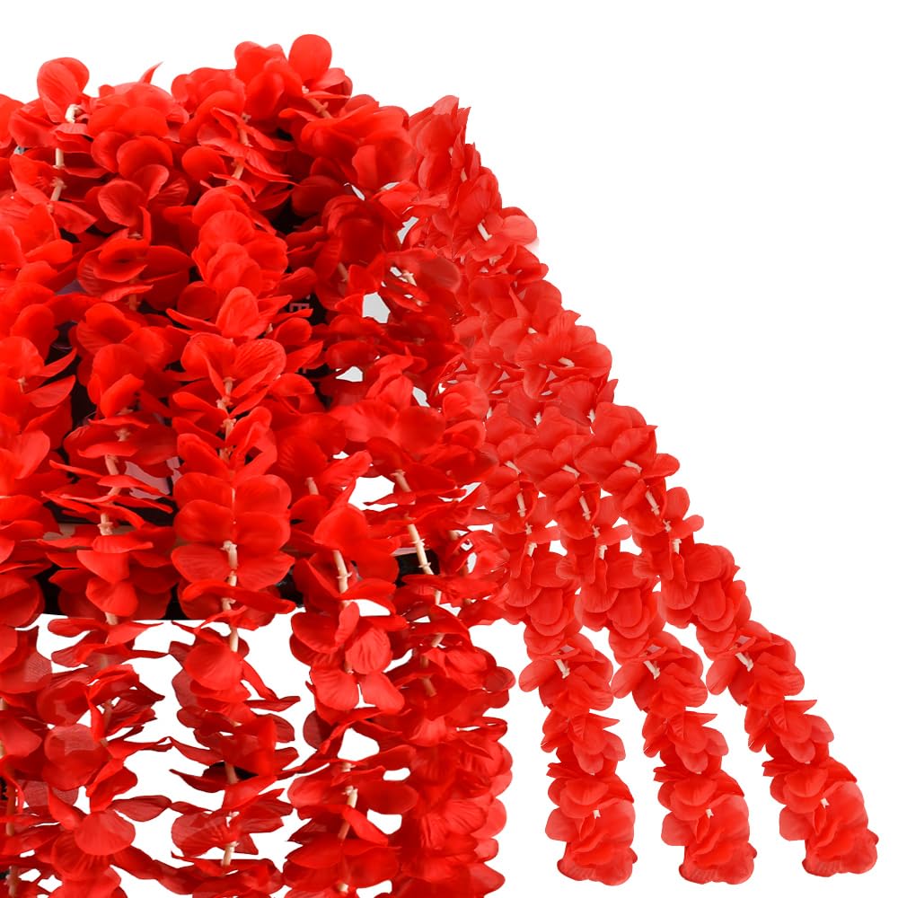 XAVSWRDE Guirnalda de Flores Artificiales para Decoración, 10 Tiras de Flores Artificiales Decorativas de 1 Metro Guirnalda de Flores Rojas para Decorar Arco Escala Pared Puerta para Boda Fiestas