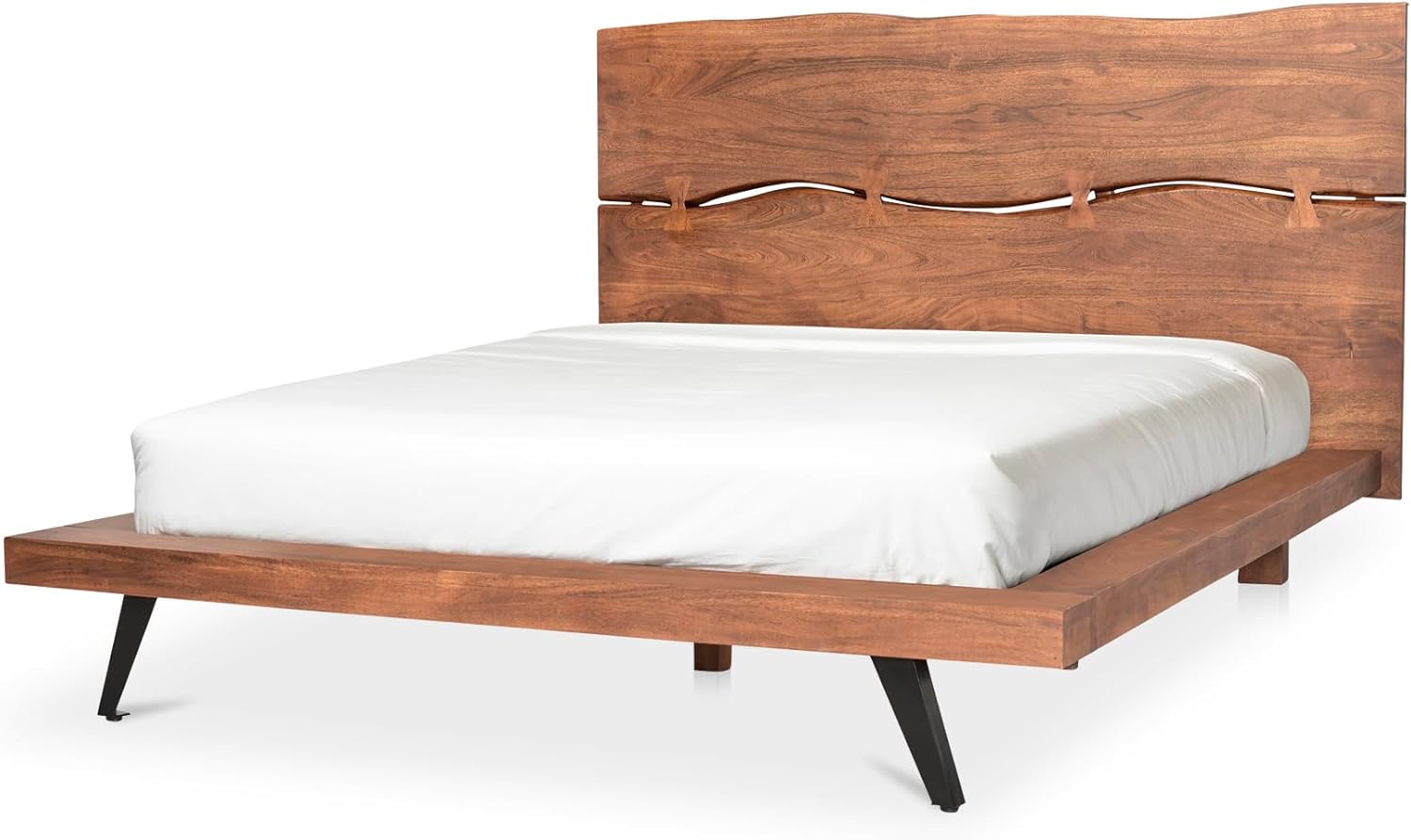 Madagascar King-Sized Contemporary Brown Wood Platform Bed