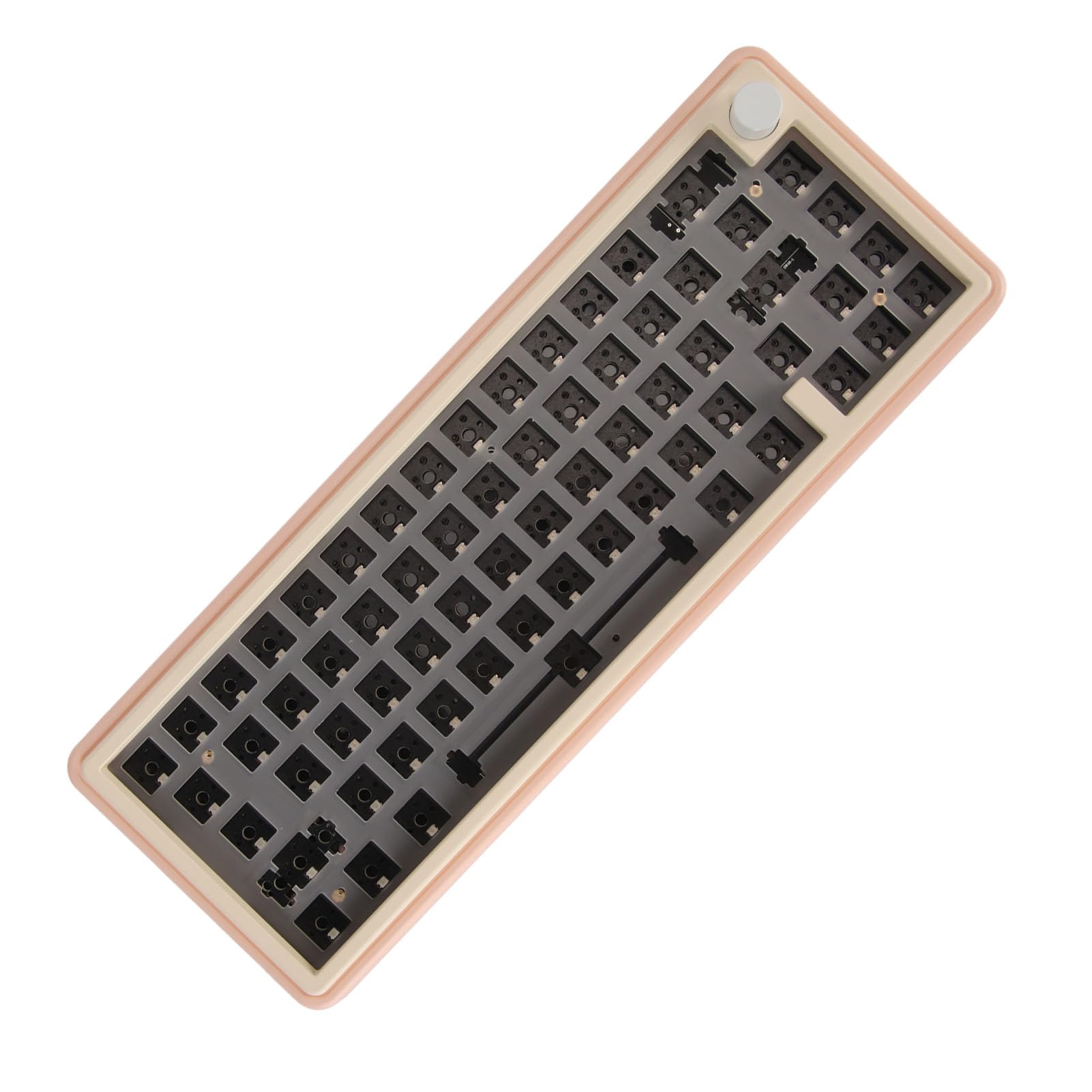 Kit de Bricolaje de Teclado, Teclado Barebones de Alta Dureza Tipo C con Cable de Aleación de Aluminio Intercambiable en Caliente con Perilla para para Oficina (Pink)