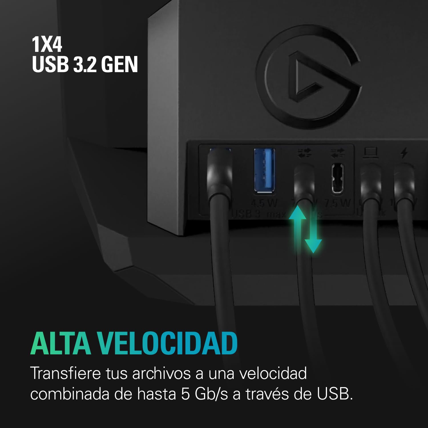 Elgato USB Hub – para Stream Deck +, 2 Puertos USB-C / 2 Puertos