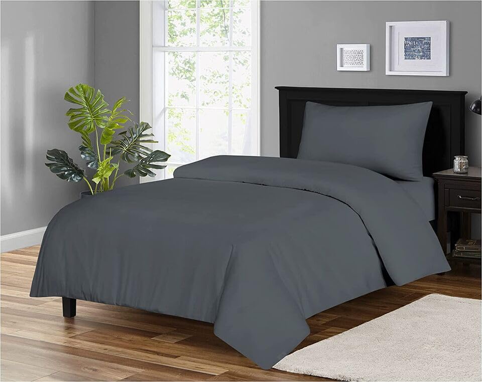 Ev Dekor® Duvet Cover Sets Charcoal - Soft Microfibre Polyester Single Duvet Cover with Pillow cases - Bedding Quilt Cover Set - Image 4