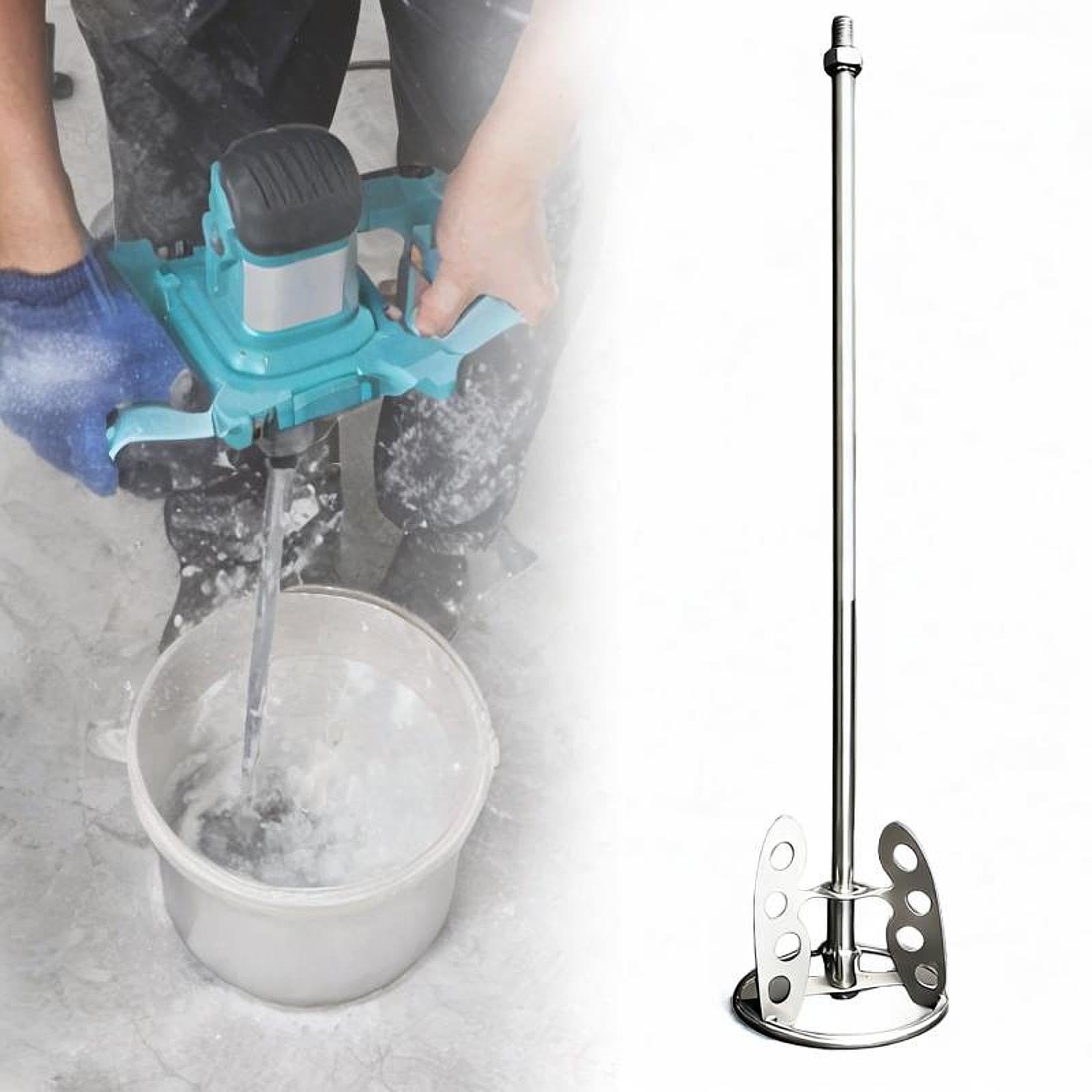 Tige à Mélanger Tige de Mélange pour Béton Malaxeur à Peinture pour Perceuse Outil d'Agitation de Mortier en Inox Adapté aux Bricoleurs Chantiers, M14
