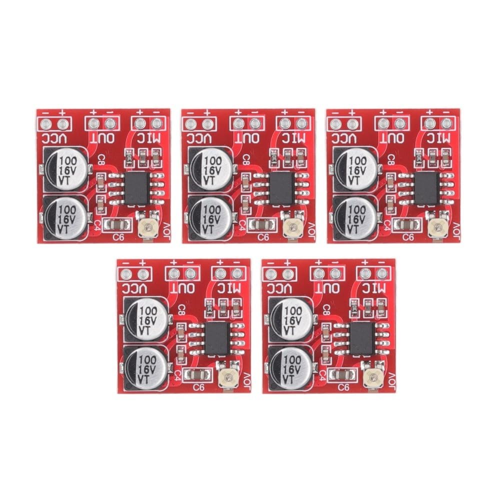 Chiffonade 5Pcs Electret Microphone Amplifier Module LM386 Adjustable Gain 20-200x DC 4V-12V Power Supply(5PCS)
