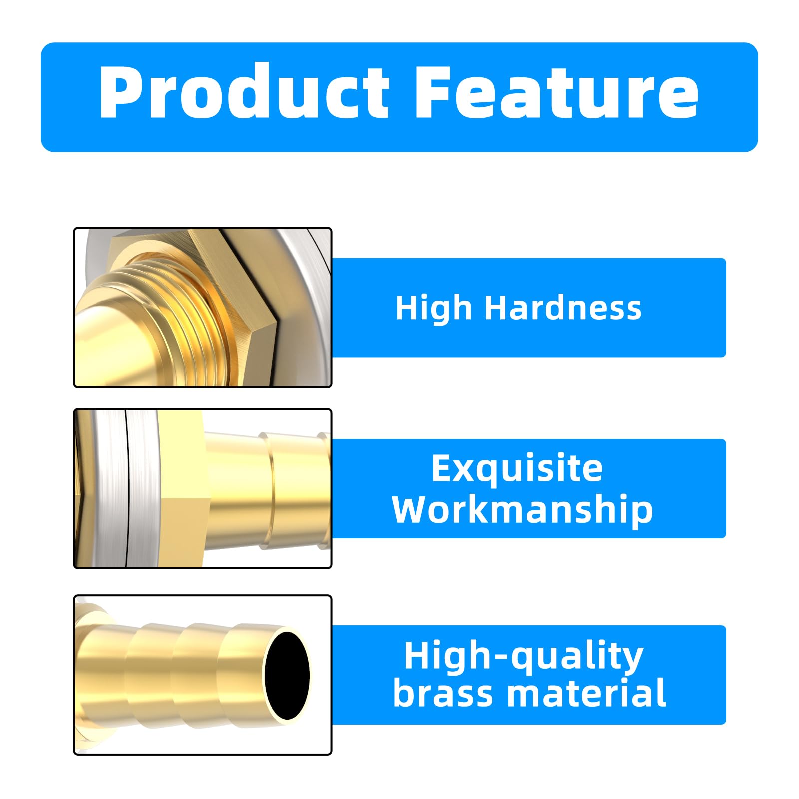 5 sztuk 8 mm do 8 mm mosiężny wąż Barb Thru-Bulk Head Hex prosty Union Fitting z 10 sztukami obejm do węża