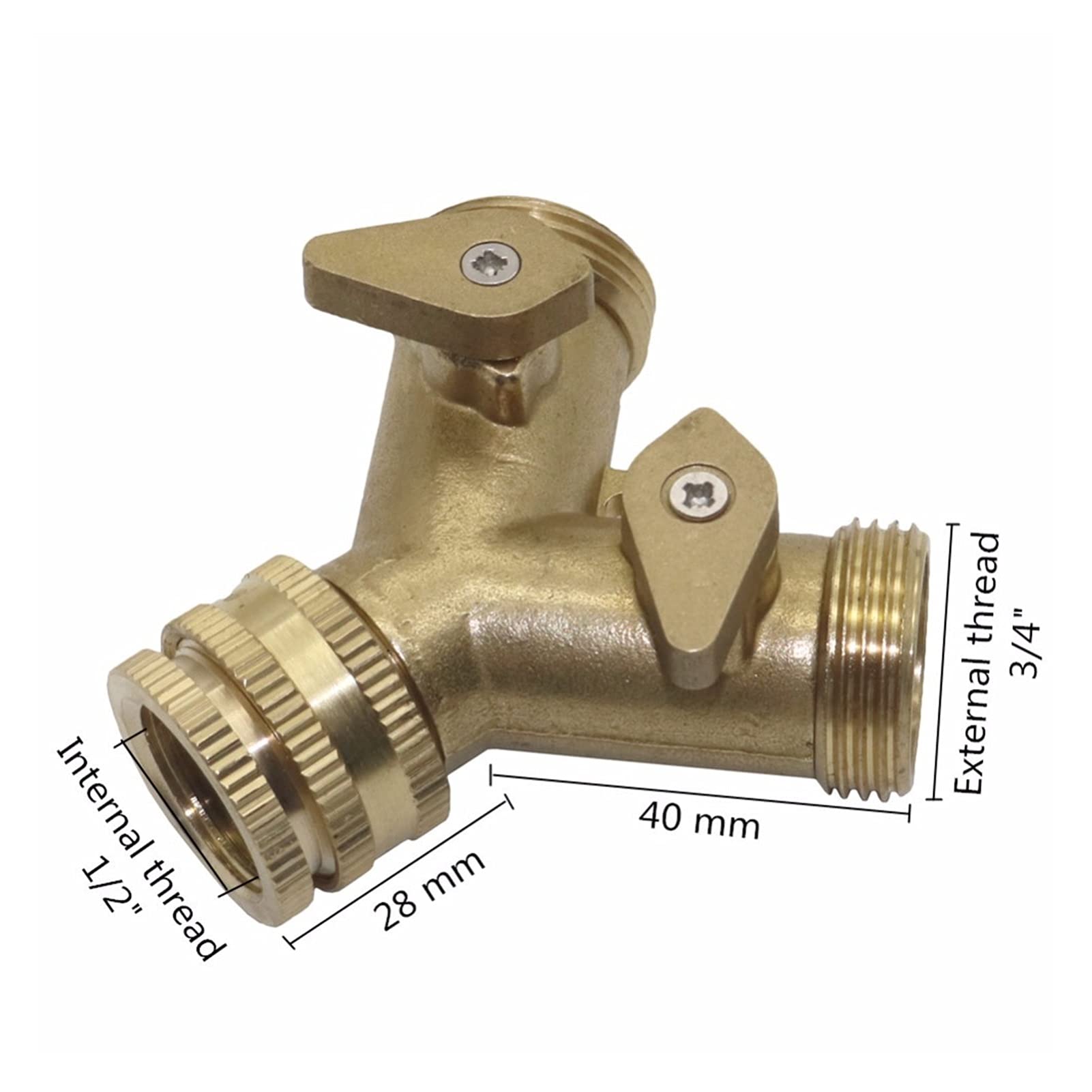 Garden Plumbing Faucet Connector 2-Way Y Valve Water Connector 1/2" and 3/4' Female Threaded Joint Garden Irrigation Fittings