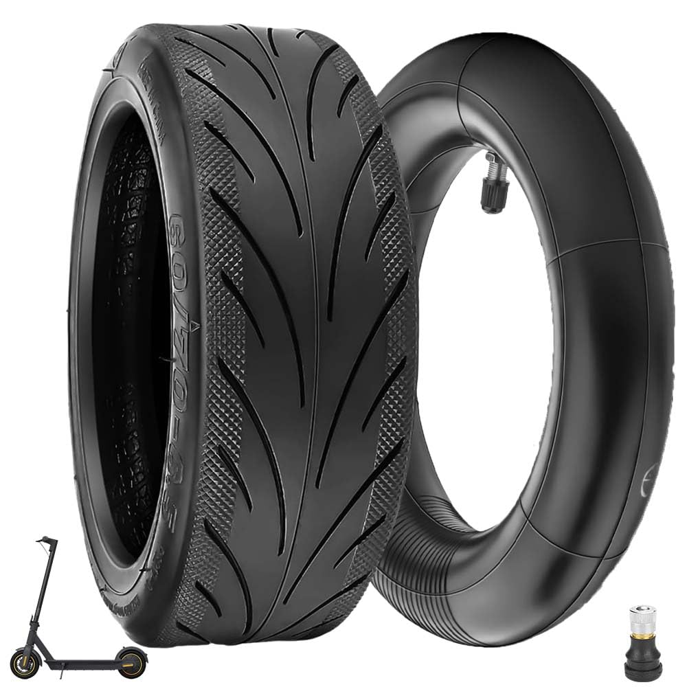 60/70-6,5 Pneu Tubeless avec Chambre à Air pour Segway Ninebot Max G30 Trottinette Pneu Tout-Terrain 10 Pouces à Chambre à Air 10 x 2,5, Non Auto-Réparateur (Tubeless+Chambre à Air)
