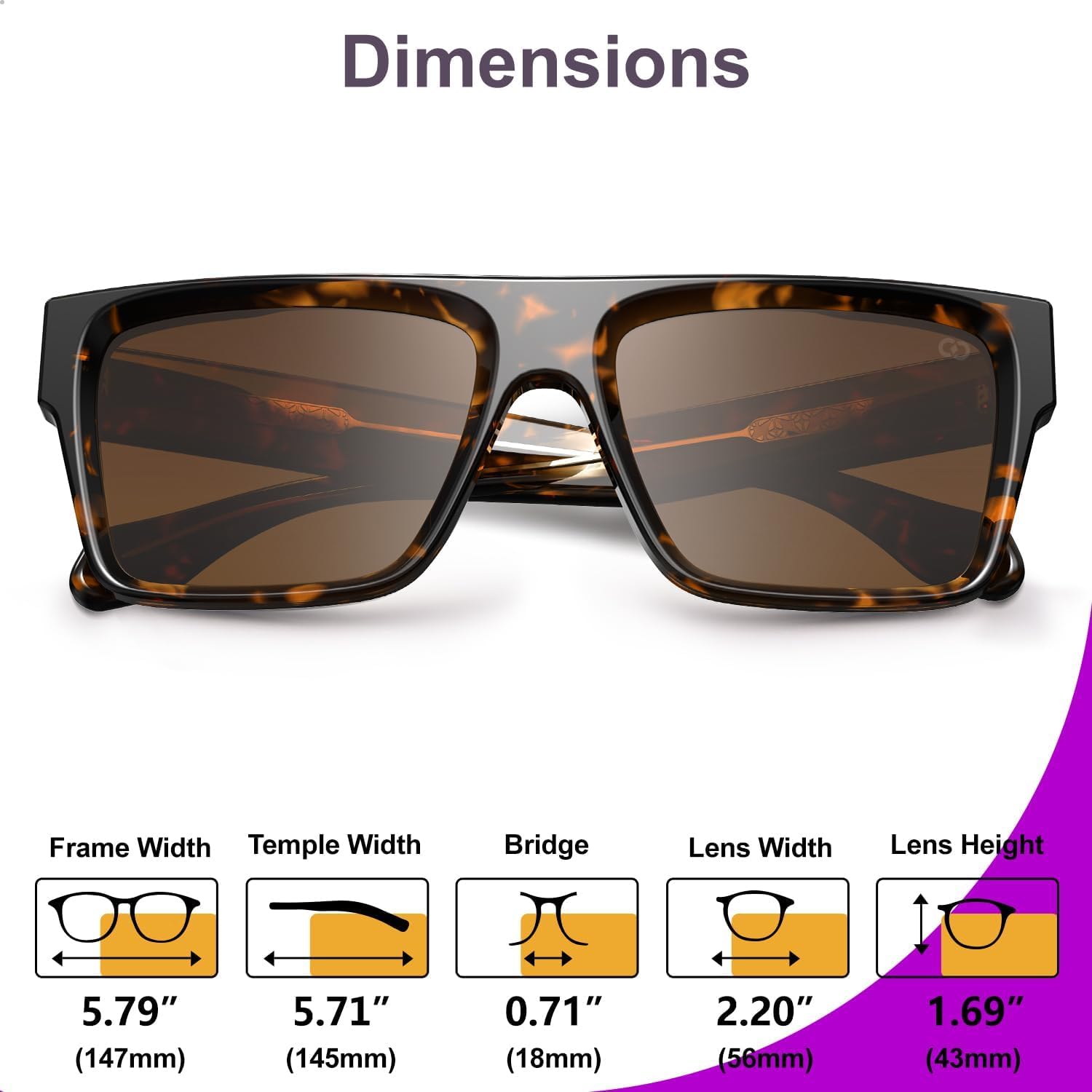 VISOONE Übergroße, quadratische Sonnenbrille mit flacher Oberseite, für Damen und Herren, Retro, trendig, Mode-Accessoires, UV400-Schutz, Schattierungen Alba