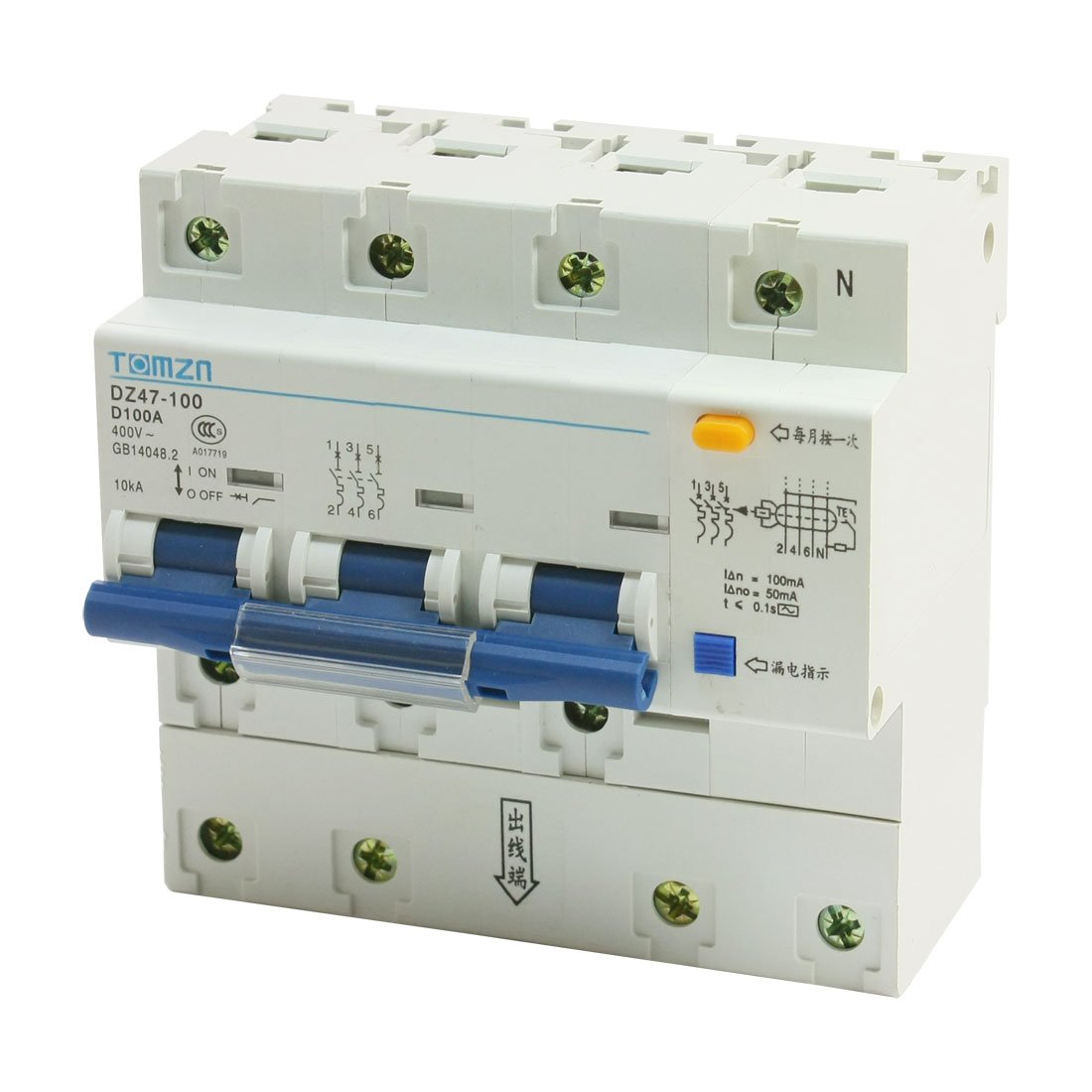IEUMJNAT 3P+N 10KA Overload Protection Short Current Circuit Breaker 100A 400V