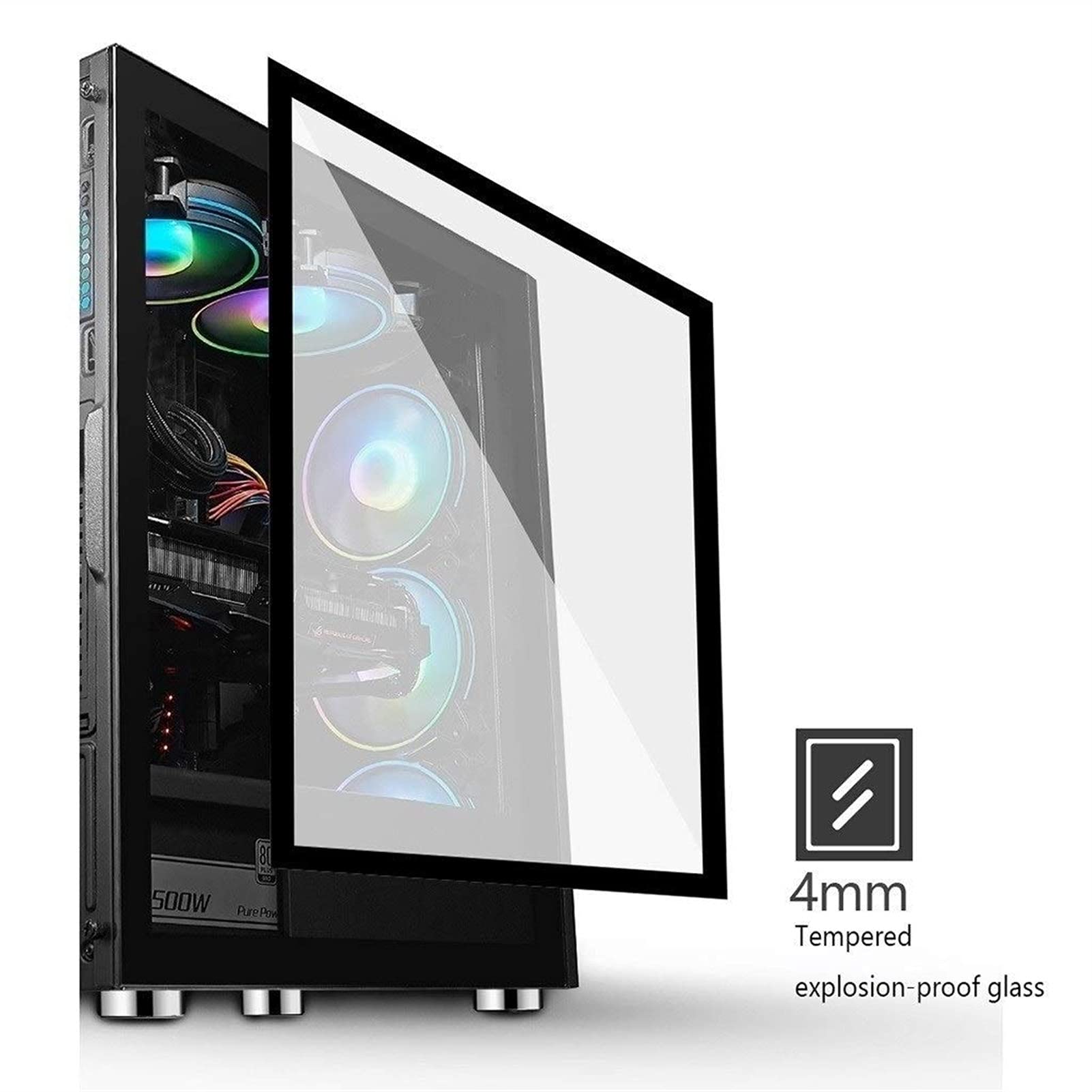 Mid-Tower Gaming Case, E-ATX/ATX/M-ATX/ITX PC Gaming Computer Case, W Pełni Przezroczysty Panel Boczny, 6 Pozycji Wentylatora, Chłodzenie Wody Do Wody