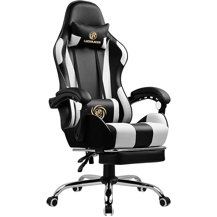 Buy LUCKRACER Gaming Chair Massage With Footrest Ergonomic Office Chair