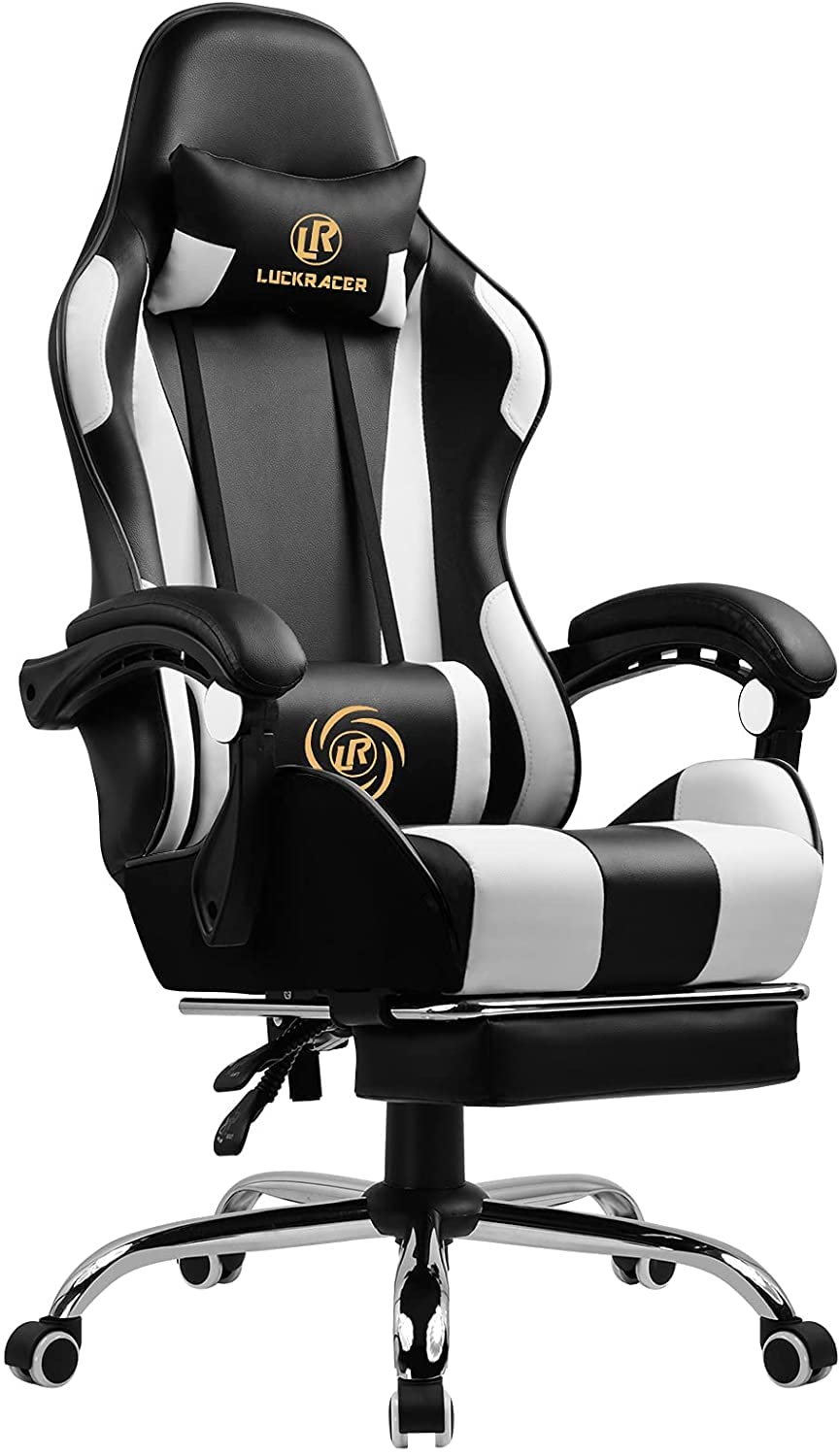 Buy LUCKRACER Gaming Chair Massage With Footrest Ergonomic Office Chair