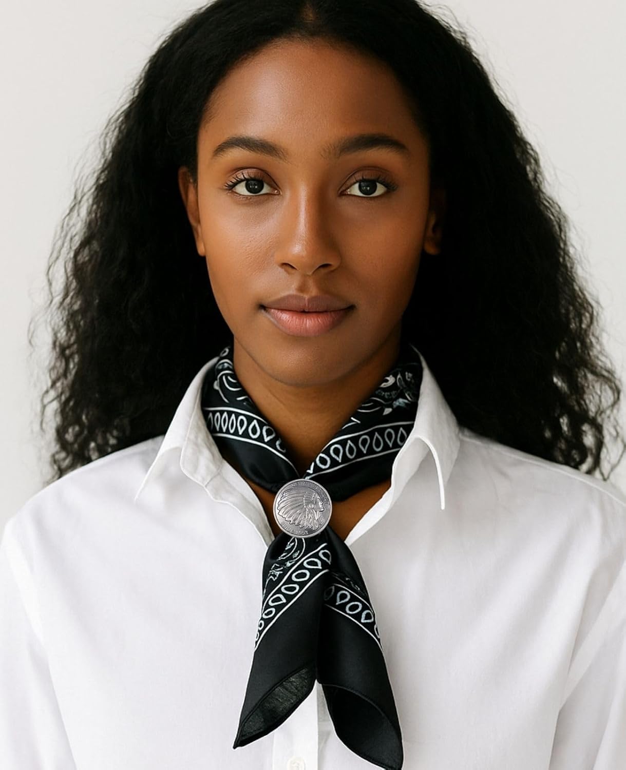 PEARLY JUN 4Pcs Western Bandana Scarf Ring Neckerchief Slide Buckle for Men Women Silk Scarves Cowboy Accessories - Image 6