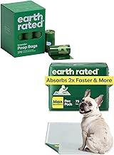 Earth Rated Dog Clean-Up Bundle Leak-Proof Poop 270 Bags, Lavender Scented, & Max Absorbency Puppy Pee Pads, Large, 75 Count
