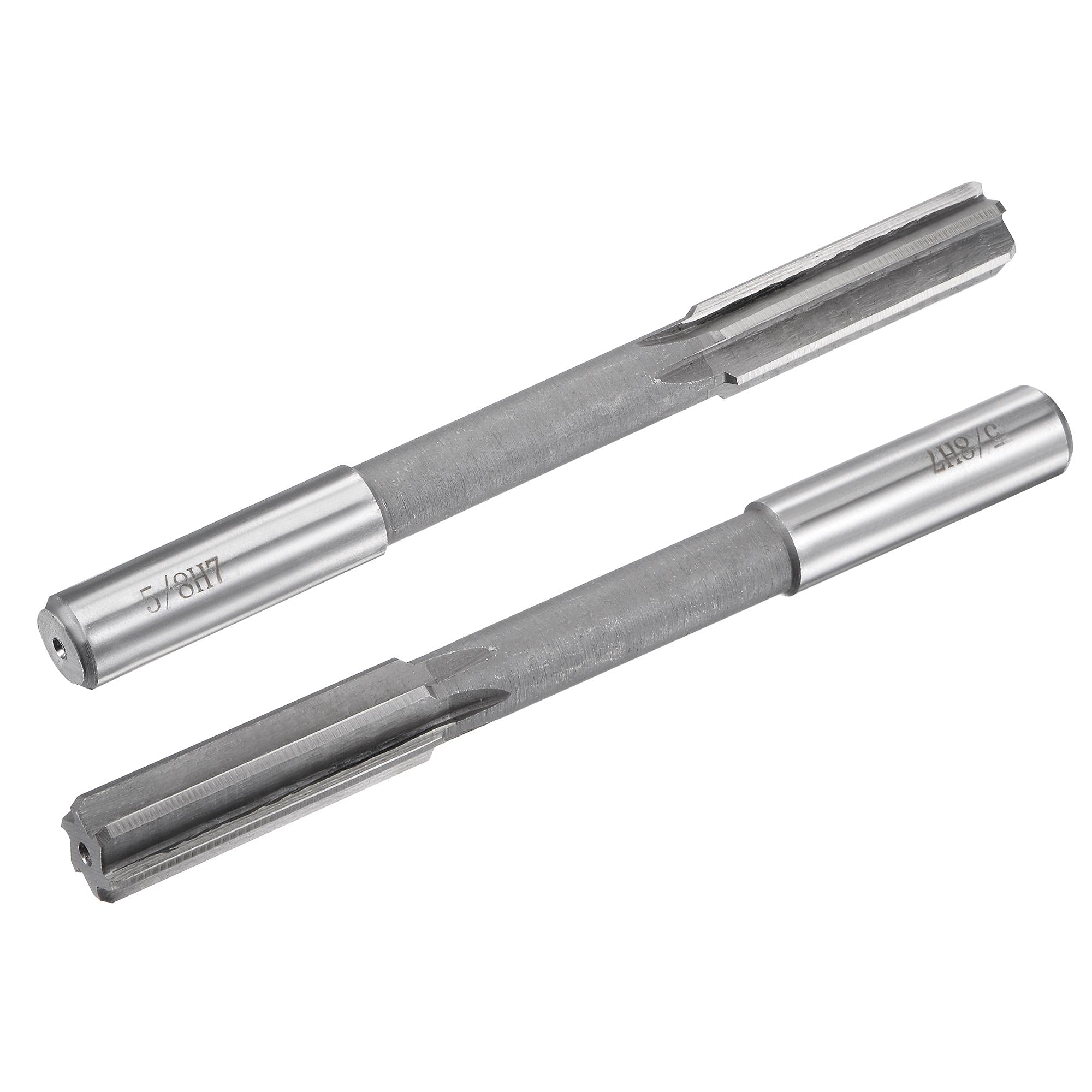 uxcell 5/8" Chucking Reamer H7 Accuracy High Speed Steel Lathe Machine Reamer 6 Straight Flutes Round Shank Milling Cutter Tool for Bore Machining 2pcs