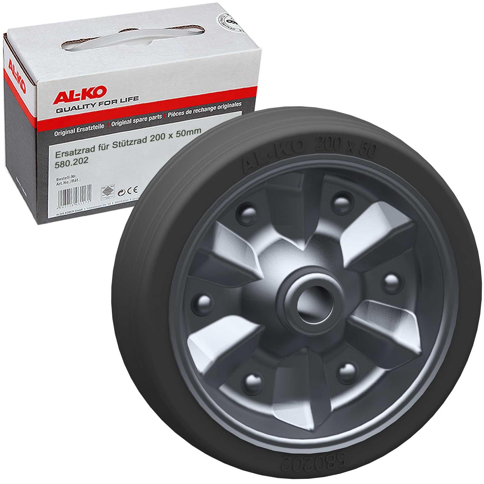 AL-KO Stützrad Ersatzrad 200x50 mm Bugrad 1212382 Laufrad Stahl, Vollgummi