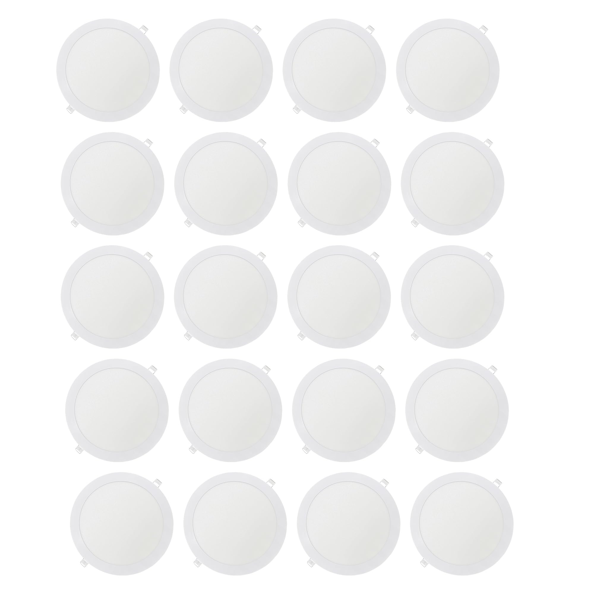 Pack of 20 Led Panel Light Round 20W (Higher Than 18W) Fire Rated Ceiling Recessed Lights 1800 Lumen Spotlight Ultra Slim Cercil Downlight Cool White Office Home Living Room Bed Room