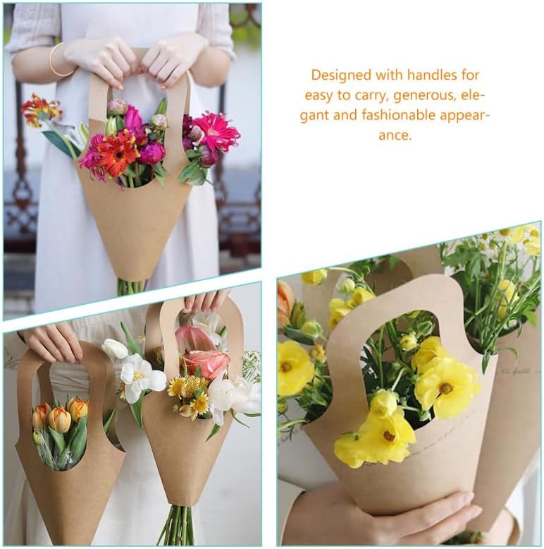 Miniatura 3 de ULTECHNOVO 20 unids ramo bolsas arreglo floral bolsa bolsas de papel bolsas de flores de mano bolsas de papel de embalaje floral bolsas de embalaje