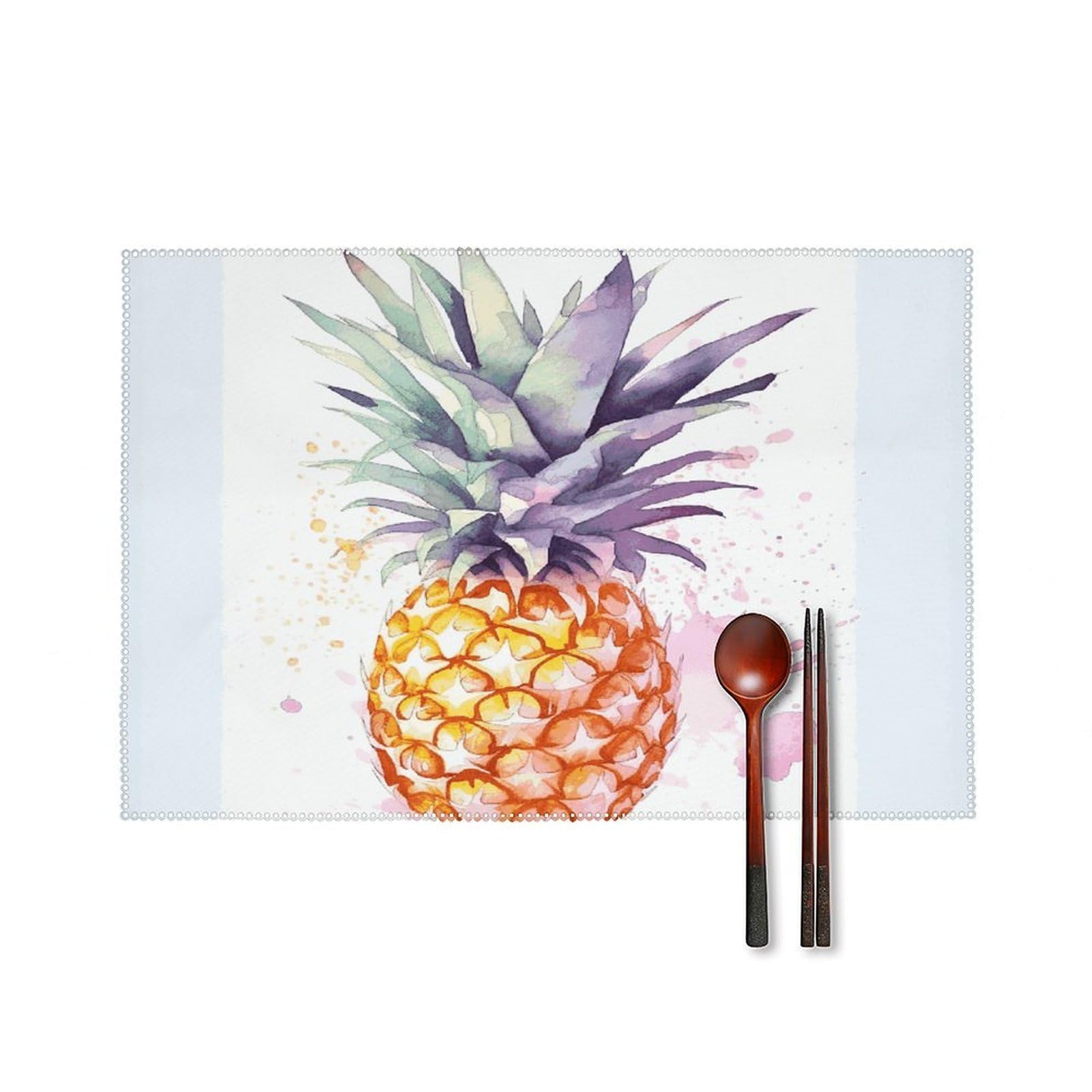 Pineapple Placemats Set of 4 Canvas Place Mats Non-Slip Heat Resistant Table Mats Washable Waterproof Placemat Wipeable Tablemats for Kitchen Dining Decor Place Mat