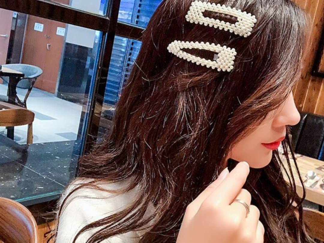 Kiyan 8 Piece Korean Style Pearl Barrettes Women's Set Hairpin Korean Style Hair Clip Marble Alligator Hair Clip Hair pins Lock Pin Jewelry Hair Accessories set Pearl Clips 2