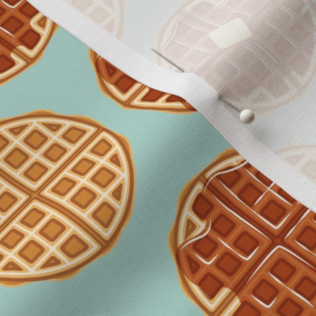 Spoonflower Fabric - Dark Mint Waffle Breakfast Food Printed on Petal Signature Cotton Fabric by The Yard - Sewing Quilting Apparel Crafts Decor