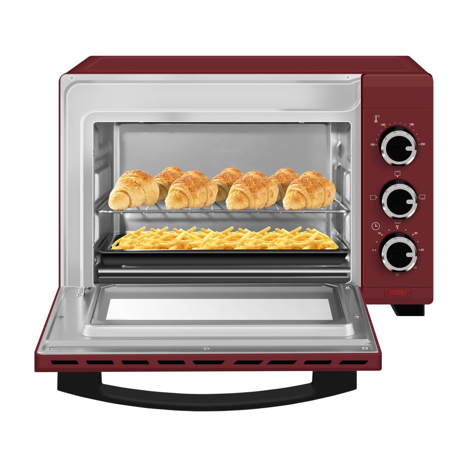 WOLTU Horno Pequeño Sobremesa 21 L 1280 W 100-230℃ Rojo