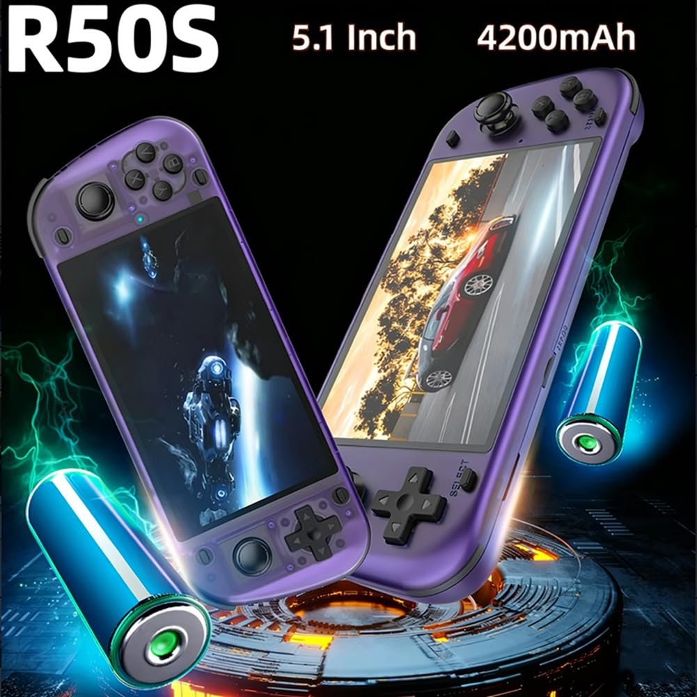 Console di Gioco Portatile retrò R50S da 5,1 Pollici, per Linux, Schermo IPS, Console di Gioco Online per Due Giocatori, 128 GB
