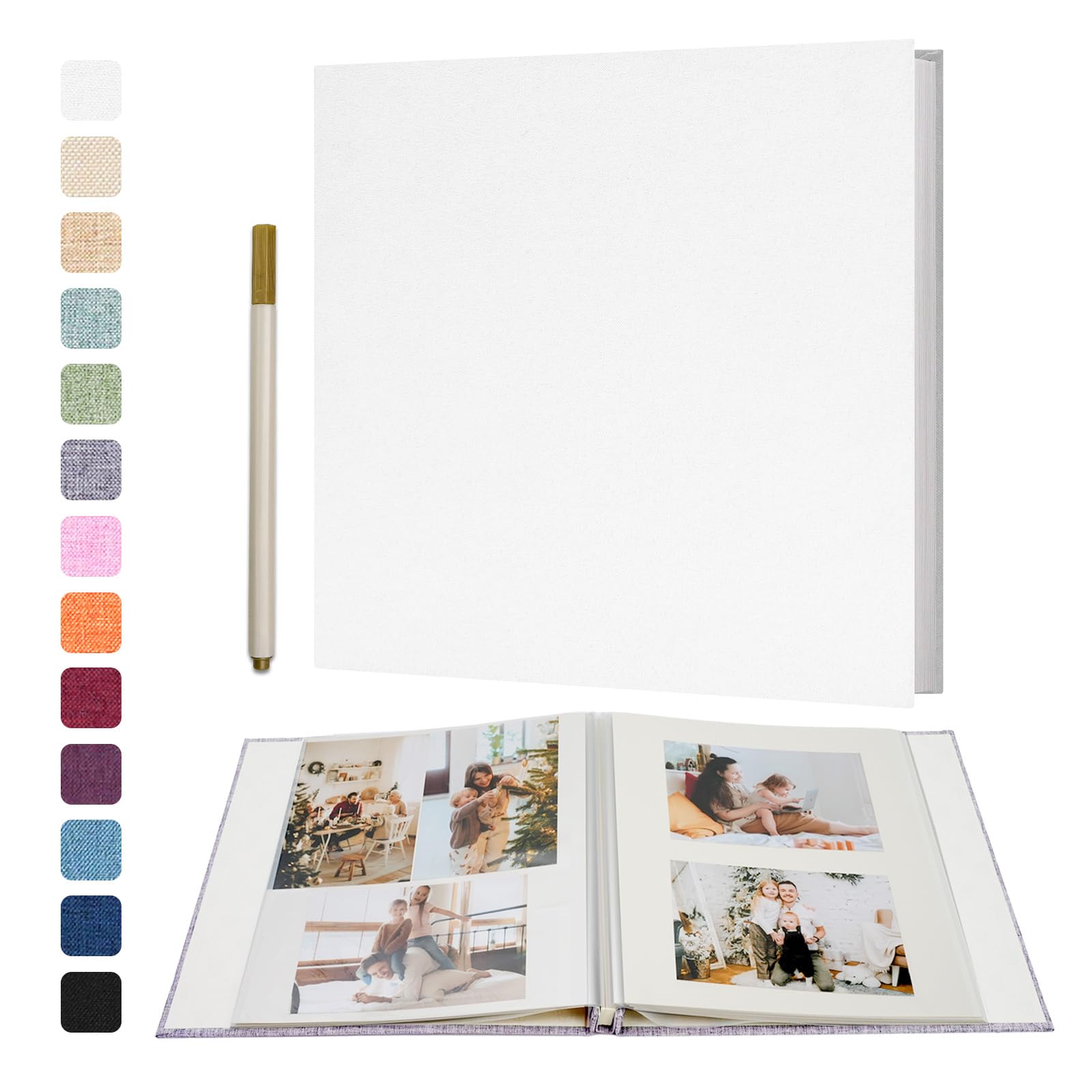 Vienrose Large Photo Album Self Adhesive for 4x6 5x7 8x10 Pictures Scrapbook Album DIY Scrap Book 40 Sticky Pages with A Metallic Pen