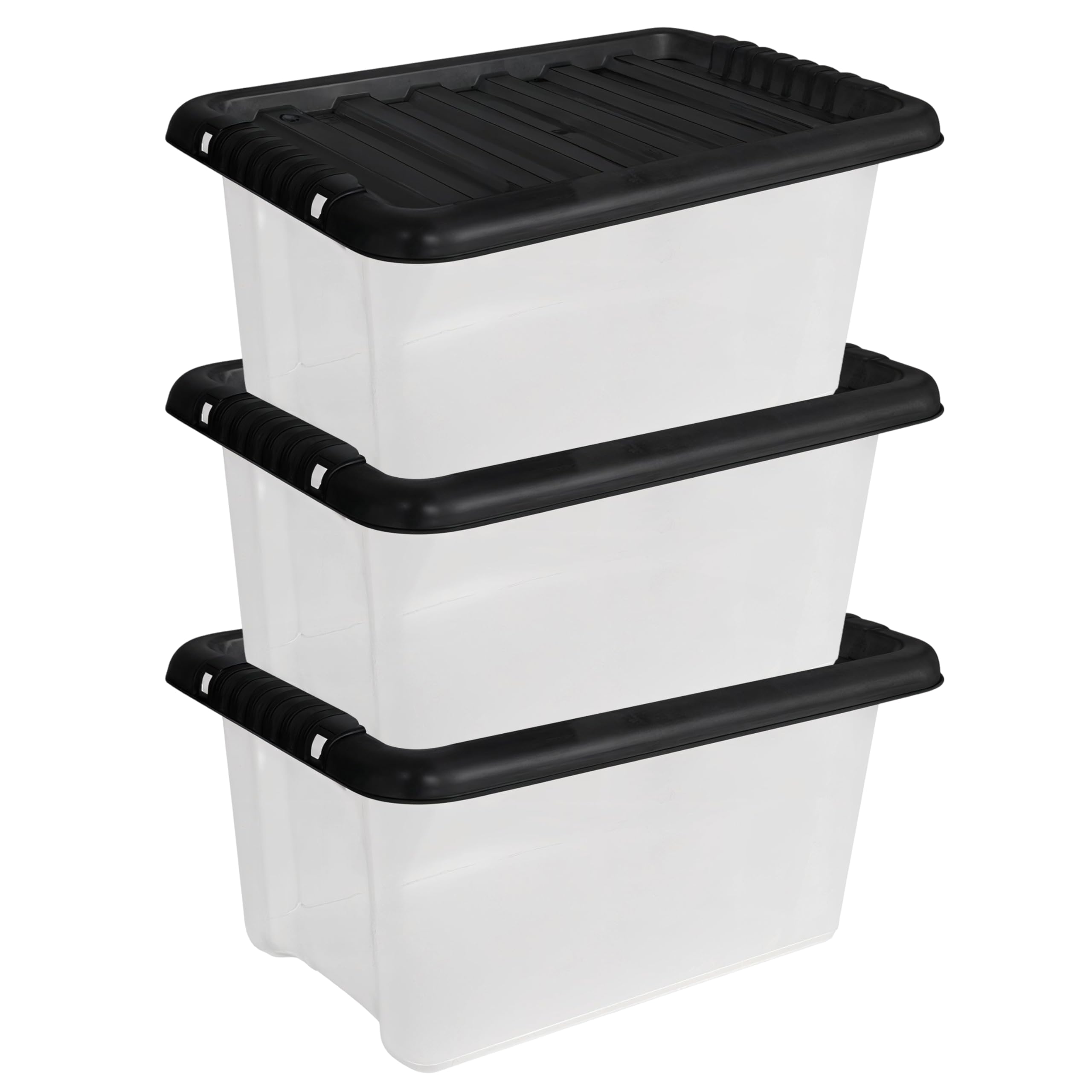 MantraRaj Storage Boxes with Lids 14L Under Bed Storage Box, Clear Multipurpose Nestable Stackable Plastic Storage Boxes,Clear Containers for Home, Kitchen, Garage, Office, Accessories -Pack Of 3