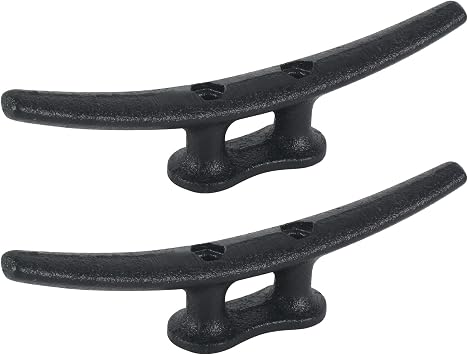 8 Inch Boat Cleats,Hot Dip Galvanized Cast Iron Dock Cleats,Electrophoretic Coated Black Boat Dock Cleats,Rope Cleatsfor Deck Nautical Decor,Piers for Tying up Boats,Hardware Not Included2/4/6Pack