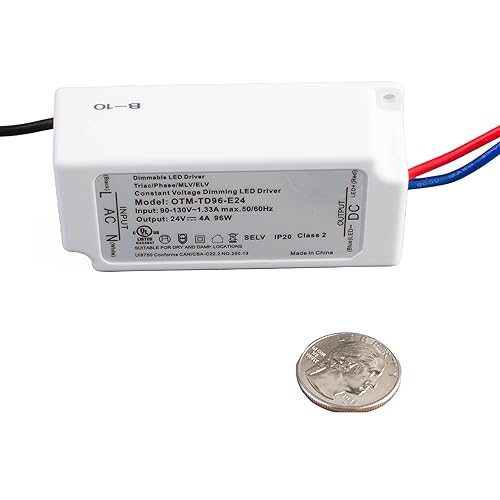 Miniatura 1 de Controlador LED regulable, con certificación UL, fuente de alimentación de 24 V y 96 W, atenuación triac de 4 amperios, transformador de voltaje