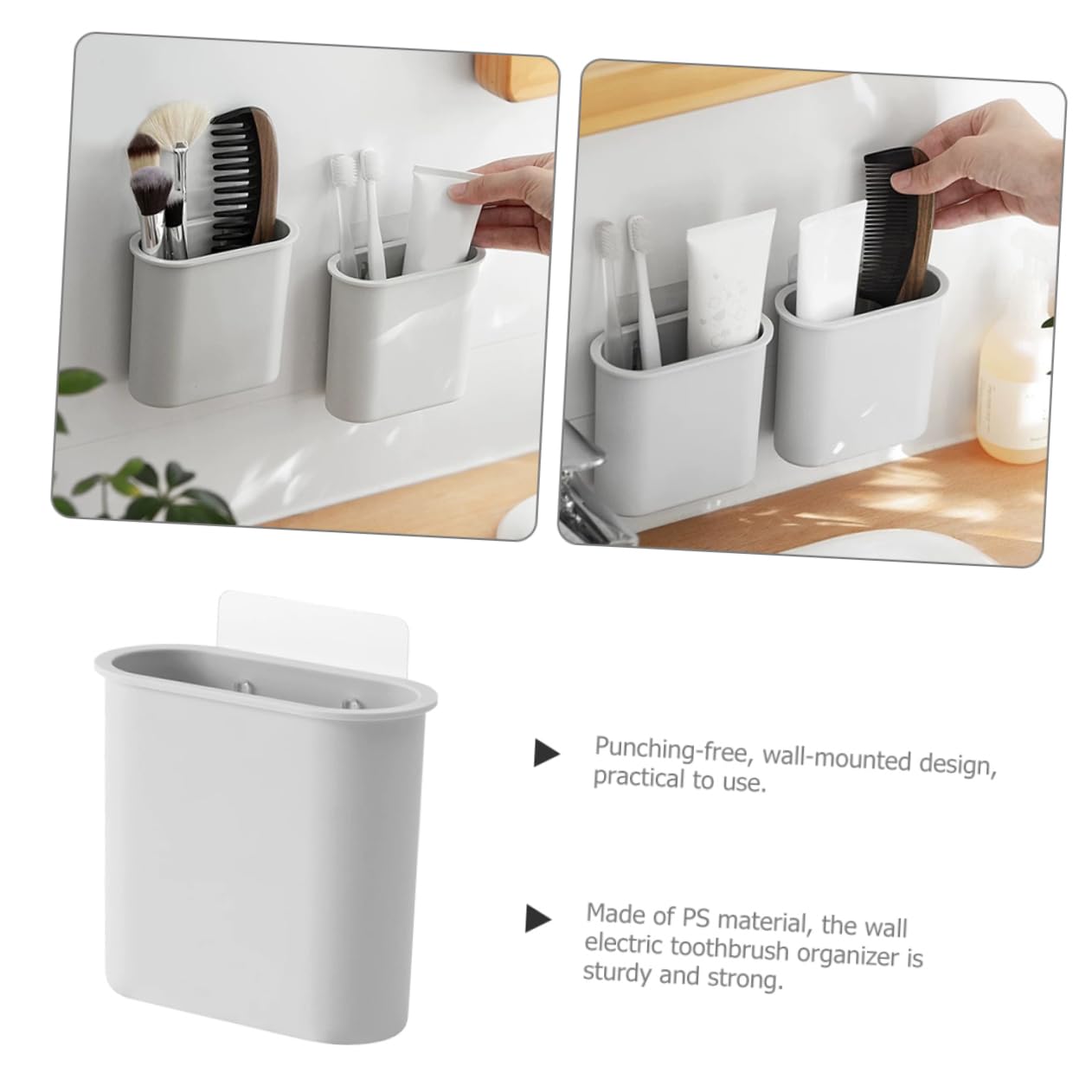 2x Zahnbürstenhalter Selbstklebend – Badezimmer Aufbewahrung Weiß Mit Abfluss